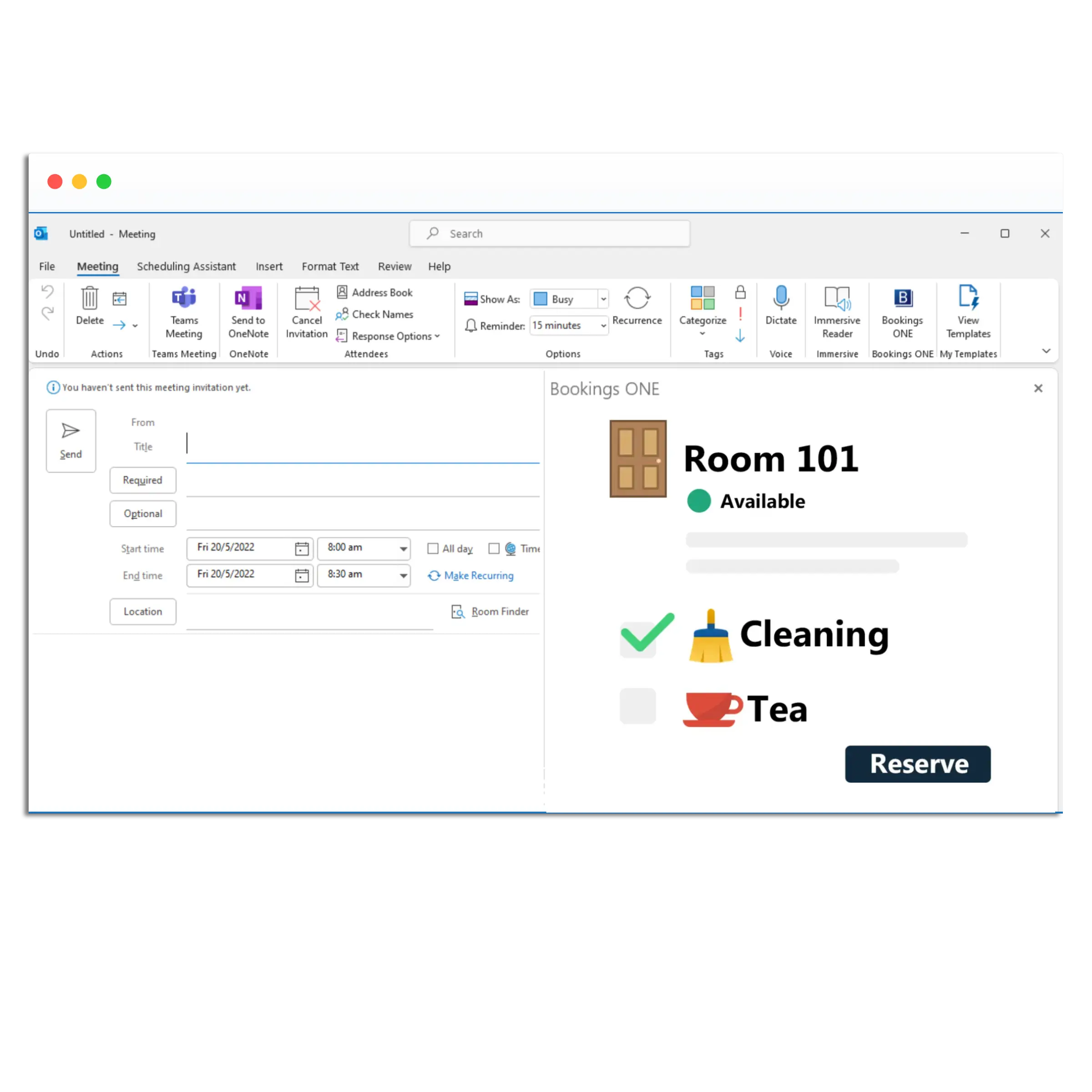 Reserve your service on Outlook